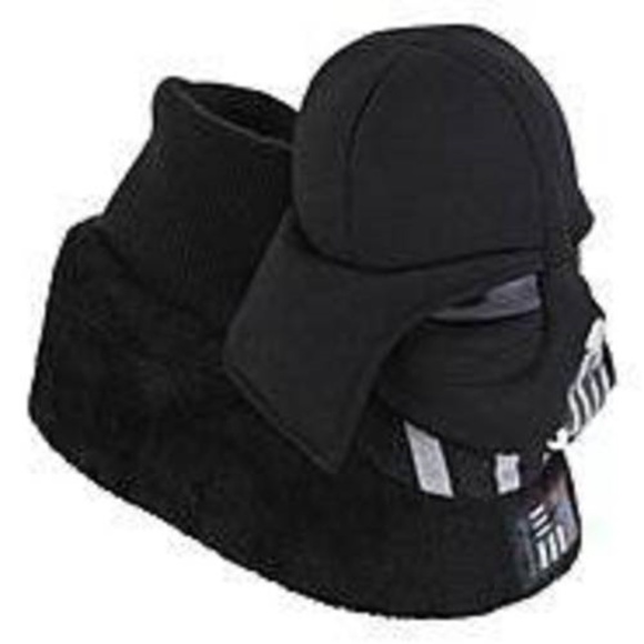 Toddler Boys Disney Star Wars Darth Vader Slippers 9/10 Black Sock Slip On - Picture 1 of 5